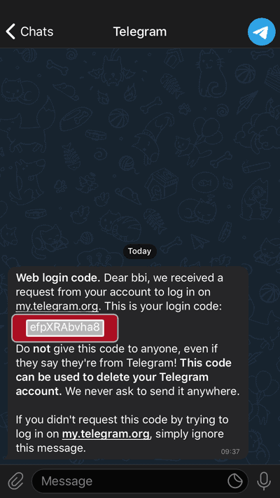delet acounts code telegram telegram code