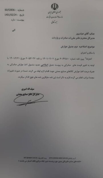 عوارض صادراتی