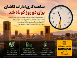 ساعت کاری ادارات کاشان تغییر کرد؛ فعالیت از ۶ صبح تا ۱۱ در سه‌شنبه و چهارشنبه ۳۰ و ۳۱ تیر