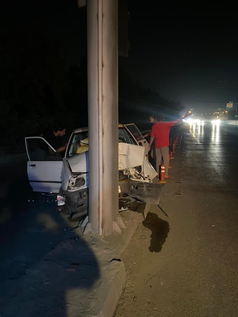 برخورد مرگ‌آور با ستون فلزی اتوبان آقابابایی+ عکس