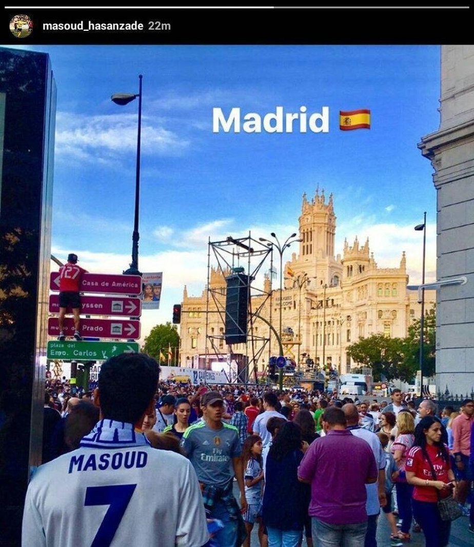 مهاجم سپاهان در جشن قهرمانی رئال + عکس