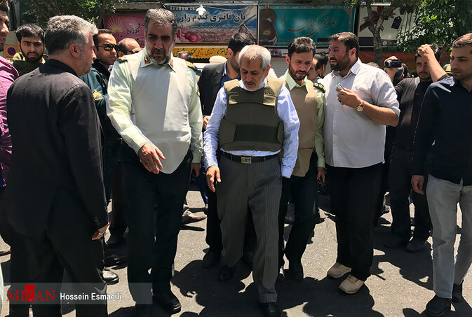 حضور جعفری دولت آبادی دادستان تهران در محل حادثه تیراندازی در مجلس