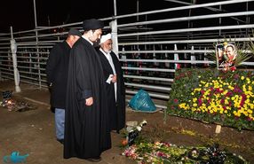 سیدحسن خمینی بر مزار شهدای آتش‌نشان