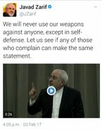 دومین توئیت ظریف در پاسخ به ترامپ