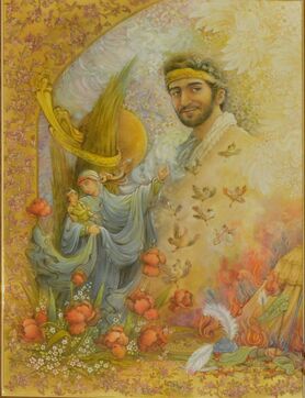 رونمایی از تابلو شهید «محسن حججی» اثر رضا بدرالسماء