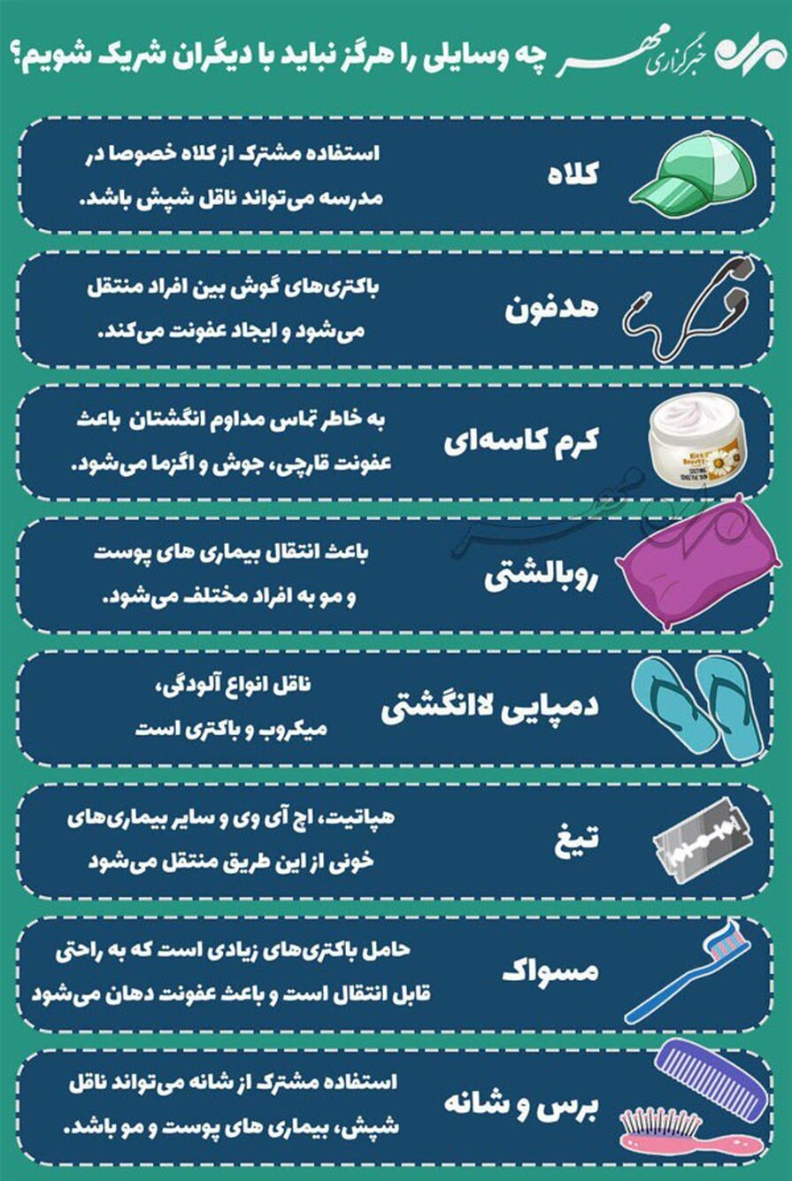 چه وسایلی را هرگز نباید با دیگران شریک شویم؟