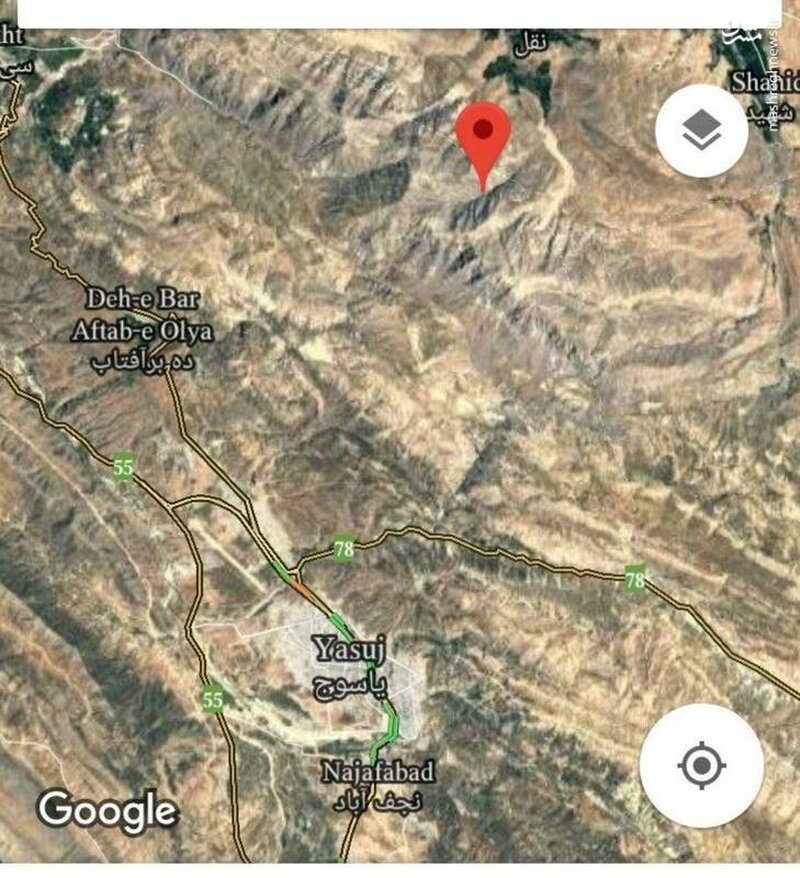 محل سقوط هواپیمای تهران - یاسوج