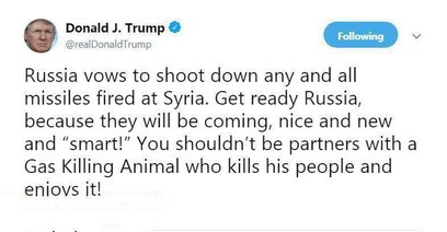 ترامپ: روسیه آماده موشک‌های ما در سوریه باش!