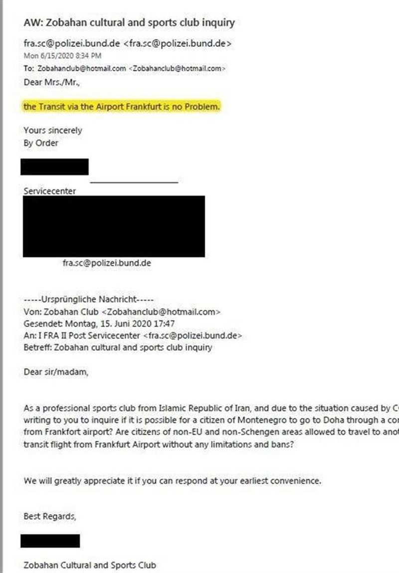 استعلام ذوب‌‌آهن از پلیس آلمان؛ سفر رادولوویچ بدون مشکل بود