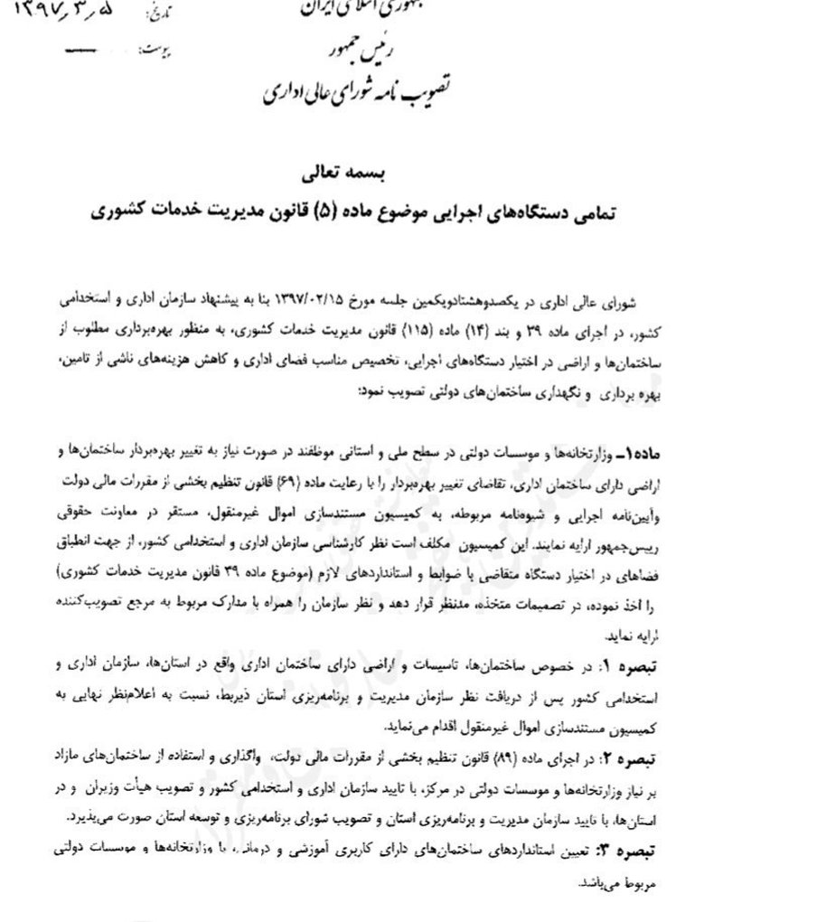 رئیس جمهور برای خرید ساختمان جدید توسط دستگاه‌های دولتی شرط گذاشت