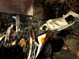 مرگ تلخ سرنشینان BMW میان شعله‌های آتش + تصاویر