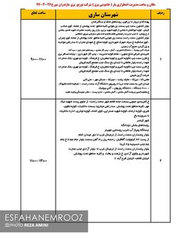 برنامه قطعی برق ساری سه شنبه 26 تیر 97