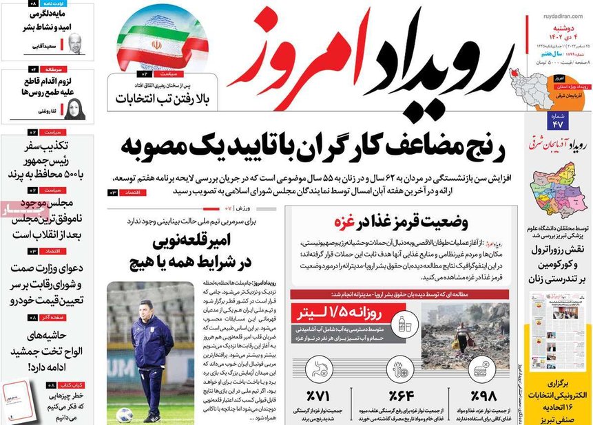 صفحه نخست روزنامه‌های امروز اصفهان دوشنبه 4 دی 1402