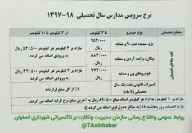 نظارت ۷ اکیپ بر فعالیت سرویس مدارس+ جدول نرخ سرویس مدارس