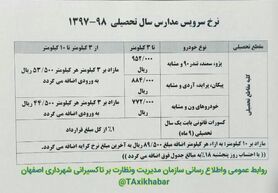 نظارت ۷ اکیپ بر فعالیت سرویس مدارس+ جدول نرخ سرویس مدارس