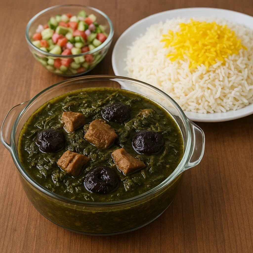 طرز تهیه خورش آلو اسفناج خوشمزه و مجلسی